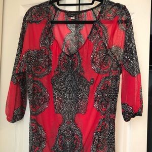 Sheer, printed, blouse